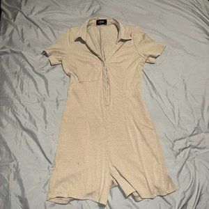 Cider Solid Collar Button Up Jumpsuit